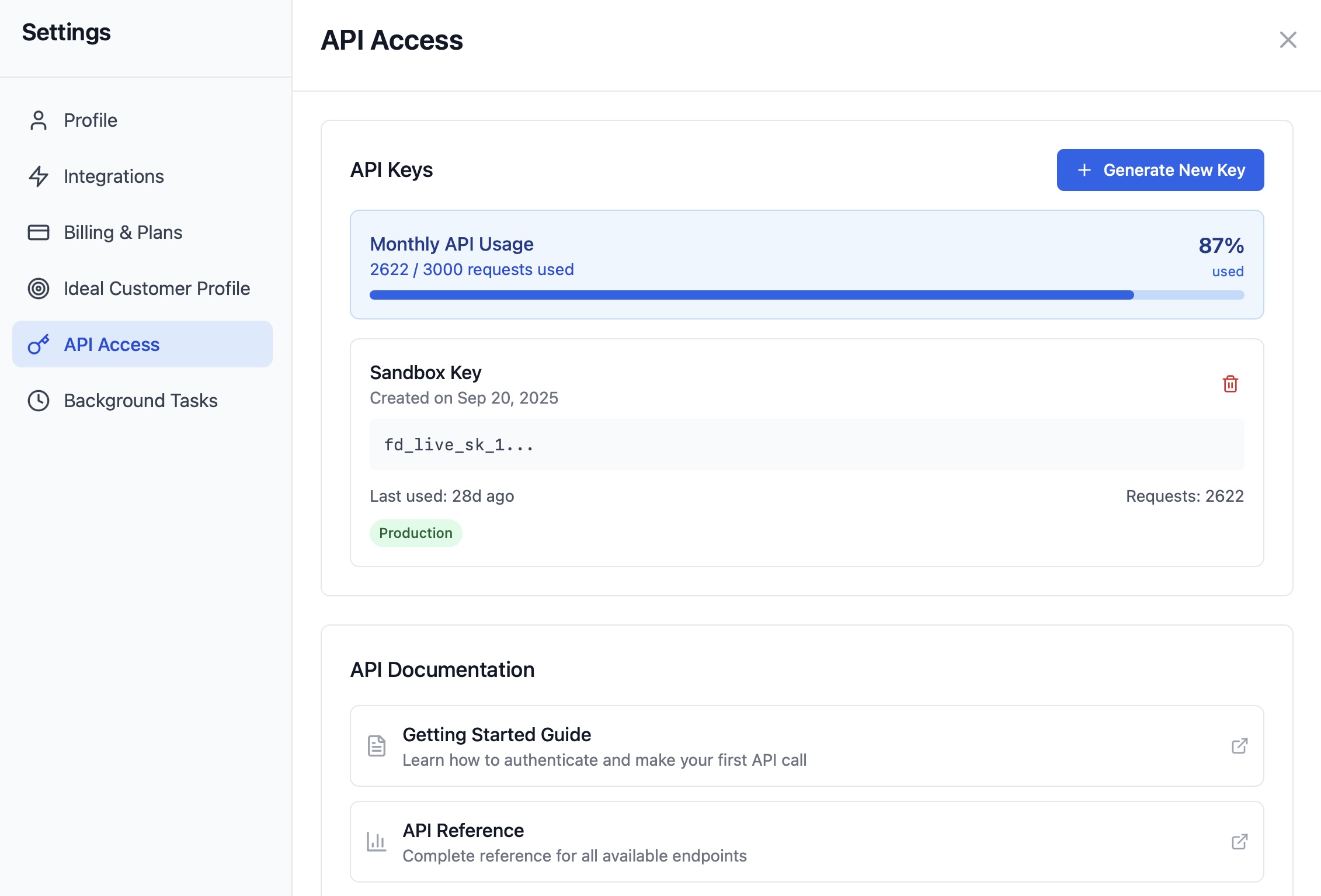 API Key Screenshot